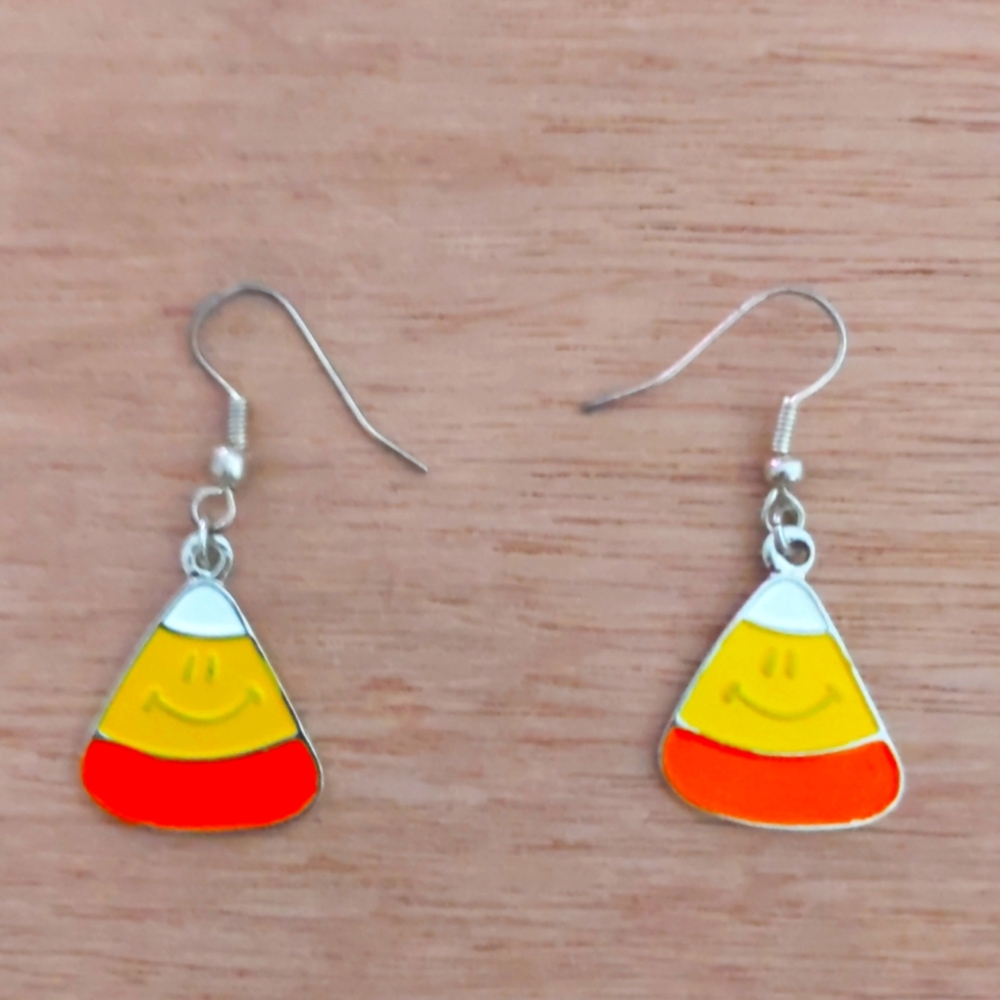 Halloween Candy Corn Charm Earrings